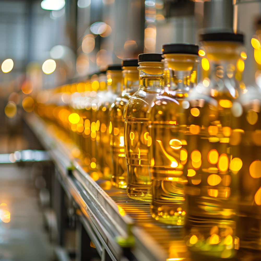 Oil bottles and ingredients